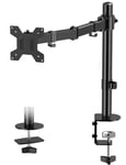 Monitor Stand Arm Desk Mount FORGING MOUNT Ergonomic Height Adjustable Monitor Arms Bracket for 13" - 32" LCD LED PC Screens for Desks, Tilt 90° Swivel 180° Rotate 360°, VESA 75 100 (Single)