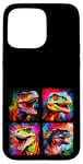 Coque pour iPhone 15 Pro Max Dinosaure T Rex Pop Art Dessin Coloré Peinture