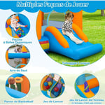 Costway - Château Gonflable 5 en 1 avec Toboggan, Maison de Saut Gonflable Intérieur Extérieur avec Piscine à Balles, Panier de Basketball, 50 Balles