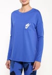 WOMENS NIKE LONG SLEEVE TOP SIZE S (726070 480) ROYAL BLUE / WHITE