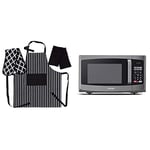 Penguin Home Toshiba 800 w 23 L Microwave Oven with Digital Display, Auto Defrost, One-touch Express Cook Apron, Double Oven Glove and 2 Kitchen Tea Towels Set - Black/White