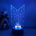 Qinwei 3d LED-nattlampa BTS Singer Youth League 3d Illusion-lampa Fjärrkontroll för fans Sovrumsinredning --- Stil B2black Seat null none