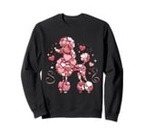 Love Heart Pattern Valentines Day Poodle Love Sweatshirt