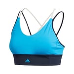 Adidas Women All Me Limitless Light Support Workout Bra - Shock Cyan/Legend Ink/Raw White, M