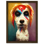 Doppelganger33 LTD Aladdin Sane Ziggy Stardust Terrier Dog Fun Quirky Painting Artwork Framed Wall Art Print A4