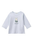 Benetton Baby Cotton Logo Long Sleeve T-Shirt,, Light Blue Powder