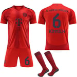 2024-2025 Bayern München Hemma Barn Vuxen Fotbollströja med Strumpor Nr.6 KIMMICH XS