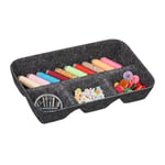 Relaxdays Organiseur de tiroir, Rangement pour Bureau, HxLxP : 5,5 x 29,5 x 19 cm, 4 Compartiments, Feutre, Gris foncé