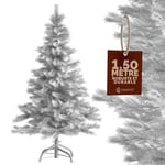 CASARIA® Sapin de Noël Artificiel 150 cm Blanc Pied métal 470 Branches PVC décoration de noël Montage Rapide fêtes Arbre réaliste réutilisable