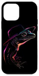 Coque pour iPhone 12 mini Lézard coloré avec chapeau style vif