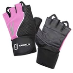 TAVIALO Gants Fitness Femmes pour Musculation, Taille M (16-19 cm), Couleurs Rose, Blanc, Noir, Gym Crossfit, Vélo Sport. Paume en Cuir, Dos Respirant