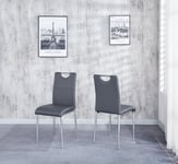 Set of 4 Dining Chairs in Faux Leather Chrome Frame Solid Build