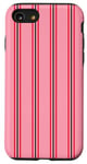 Coque pour iPhone SE (2020) / 7 / 8 Rose Rouge rayé Girly Esthétique Preppy Stripe