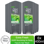 Dove Men+Care Body & Face Wash, Extra Fresh, Refreshing, Micromoisture, 6x400ml