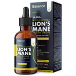 Lions Mane Supplement Liquid Drops - High Strength of 24,000mg per 60ml Bottle at 4X Concentration - Vegan - 1 Month Supply of Premium Lions Mane Extract - Made in UK by Balance (Single Pack)