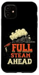 iPhone 11 Cool Railroad with Full Steam Ahead Saying Costume Case