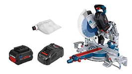 Bosch Professional BITURBO Scie à panneaux sans fil GCM 18V-305 GDC (avec 2 batteries ProCORE18V 2,5 Ah, chargeur GAL 1880 CV, module de connectivité, lame de scie, sac à poussière, dans une boîte)