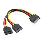 20cm 15Pin Male to 2 x 15Pin Female SATA Power Supply Extension Cable Y Splitter