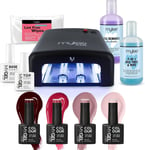 Quality Nail Gel Polish Kit 4 Colours Top Base Coat UV Lamp with Black