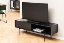 Meuble TV 140 cm noir avec porte coulissante et 1 niche JUPITER