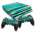 Ensemble Marbre Turquois Autocollant Peau Film Adapté pour Ps4 Pro Console