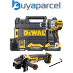 Dewalt DCD1007H2T 18v XR Premium 3SP Brushless Hammer Drill x2 5Ah + Grinder