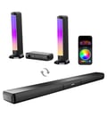 ULTIMEA 5.0ch Sound Bar for Smart TV, PC Soundbar with RGB Light, Detachable Soundbar for TV with App Control, 180W Peak Power, Bluetooth 5.3 TV Sound Bar, HDMI-ARC/OPT/AUX, Wall Mount, Apollo S70