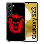 Cokitec Coque Renforcée en Verre Trempé pour Samsung Galaxy S23 Tete de Mort Diable