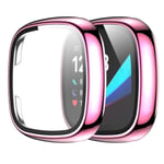 Fitbit Sense / Versa 3 electroplating cover with tempered glass - Pink Rosa