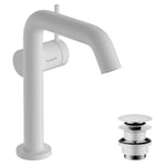 hansgrohe Tecturis S Fine - Mitigeur de lavabo avec vidage Push-Open, économie d'énergie (CoolStart), Robinet salle de bain avec hauteur sous bec 150mm, économie d'eau (EcoSmart+), Blanc mat, 73340700