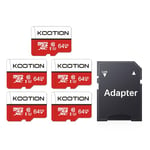 Carte Micro SD 64 Go, KOOTION Micro SD 64 Go Lot de 5 U1 Carte SD Class 10 pour Drone/Dash Cam/Camera/Phone/Nintendo-Switch/PC/Tablet (64 Go*5, U1)…