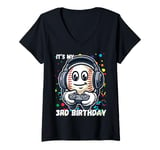 Womens Birthday Boy 3 Baseball 3rd Birthday Baseball Player V-Neck T-Shirt