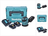 Makita DBO 180 SYJ -akkukäyttöinen epäkeskohiomakone 18 V 125 mm + 2 x 1,5 Ah -akku + laturi + Makpac