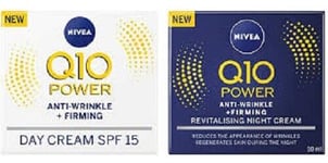 TWIN PACK NIVEA Q10 POWER ANTI-WRINKLE + FIRMING Day Cream AND Night Cream