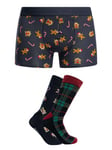 Jack & JonesXmas Check Socks & Trunk Gift Box - Inkwell