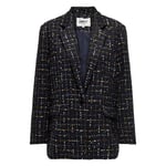 Blazer FEMME Only avec manches longues et col cranté marine carreaux