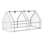 Outsunny - Mini serre de jardin serre à tomates 180L x 90l x 90H cm acier pe haute densité 140 g/m² anti-UV 2 fenêtres avec zip enroulables blanc