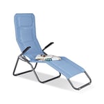 Relaxdays Chaise longue Transat pliable plage jardin relaxation dossier inclinable jusqu'à 150 kg, bleu