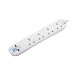 Masterplug Four Socket Surge Protected Extension Lead with Two USB Charging Ports, 2 Metres, White