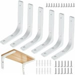 Start - 6pcs Equerre Etagere Murale Blanche Equerre Fixation Etagere Support Étagère Murale Métal Equerre Murale Charge Lourde avec Vis pour Déco