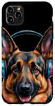 Coque pour iPhone 11 Pro Max Berger Allemand Écouteurs Chien Alsacien Animaux Imprimé