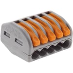 Inotech - Lot de 10 bornes automatiques à cliquet S222 - 5 entrées – fils rigides et souples 4mm² max - orange - Wago