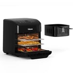 Tristar Mini four & Friteuse à air chaud, 2-en-1 - Airfryer, sans BPA, 12 L, 12 programmes, Hublot, 1800 W, FR-9065