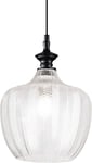 Lord, Pendel lampe, E27 max 1 x 60W, E27, gennemsigtig/sort, glas, metal, Ø230xHmin480/max2750mm