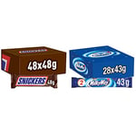 Snickers Chocolate Bars Bulk Box, Peanut Chocolate, 48 Bars of 48 g & Milky Way Chocolate Bar, Nougat and Chocolate Bulk Box, 28 Bars of 43 g