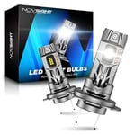 NOVSIGHT Ampoule H7 LED Voiture, 6500K 20000LM Blanche Puissante, 70W 500% Luminosité 1:1 Mini Design Lampes de Phares Remplacement pour Kit de Conversion Halogène Auto Moto