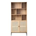 Casâme - Bibliothèque 6 Cases et 2 Portes en Rotin Naturel H175cm - jaya