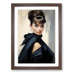 Audrey Hepburn Classicism No.2 Framed Wall Art Print, Ready to Hang Picture for Living Room Bedroom Home Office, Walnut A2 (48 x 66 cm)