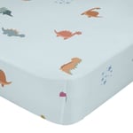 Drap housse HappyFriday Mini dinosaur Bleu Multicouleur 70 x 140 x 14 cm