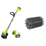 RYOBI Nettoyeur de sol sans fil à batterie 18V ONE+™pour terrasse bois et carrelage avec 1 batterie & Brosse universelle en nylon toutes surfaces pour nettoyeurs de sols RAC816